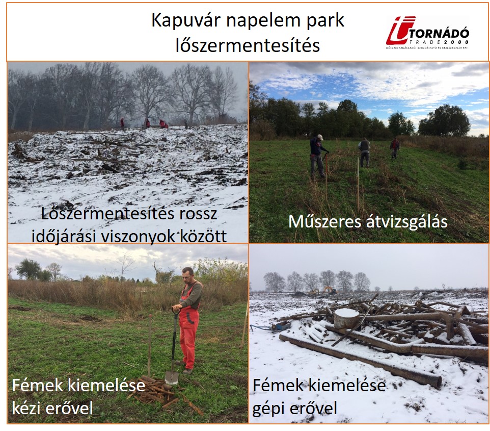 Kapuvár lőszermentesítés Tornádó Trade 2000 Kft Kapuvár napelempark lőszermentesítés