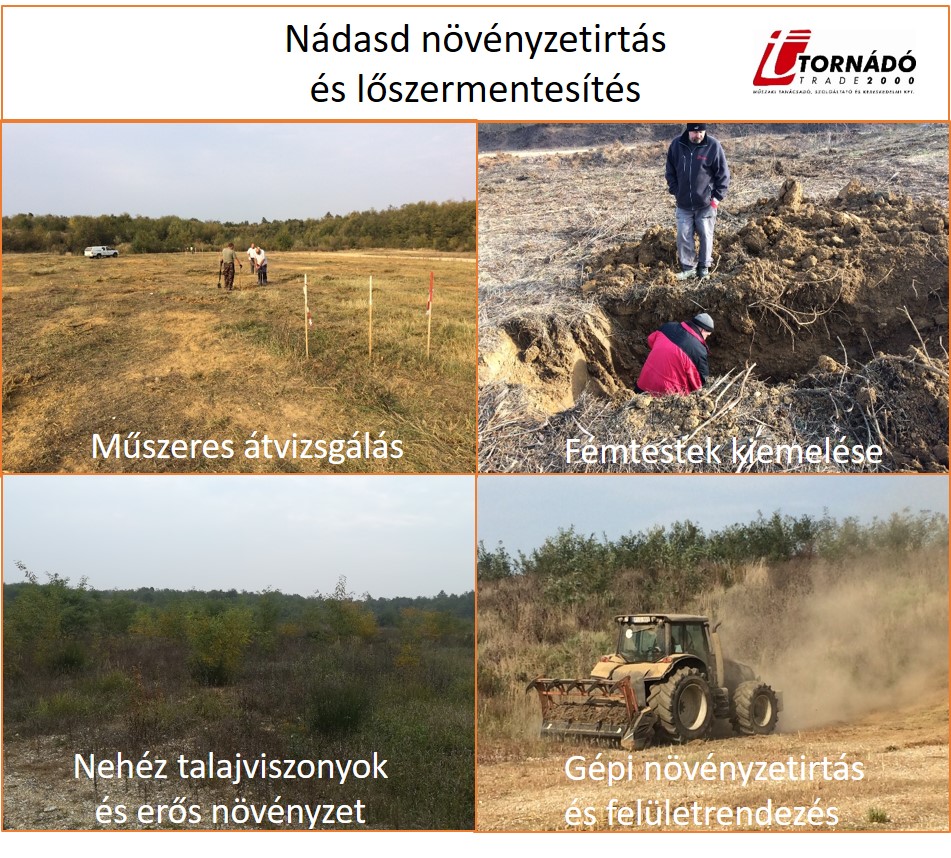 Nádasd lőszermentesítés Tornádó Trade 2000 Kft Nádasd napelempark lőszermentesítés